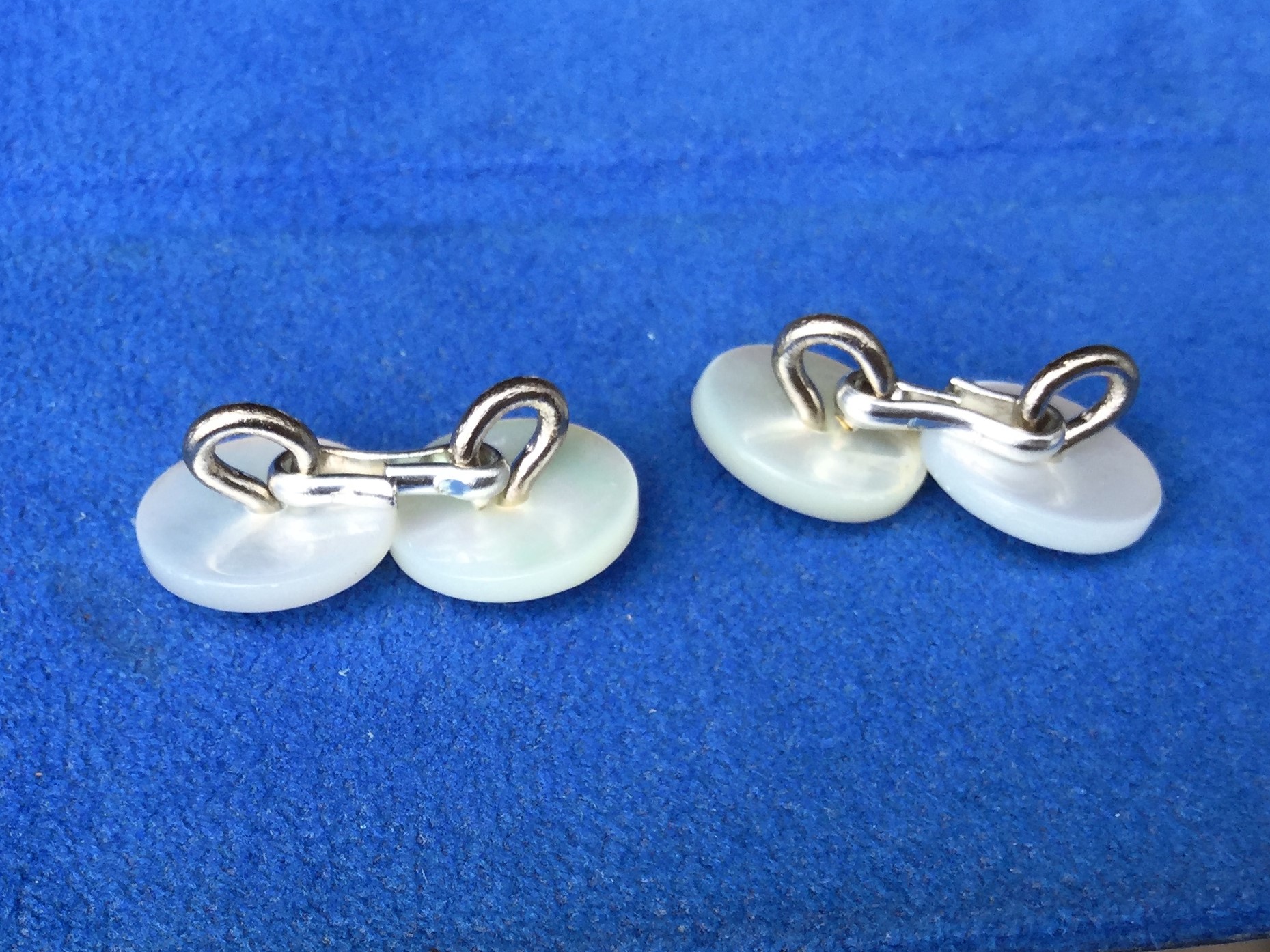 Mother of Pearl Cufflinks with Silver Links